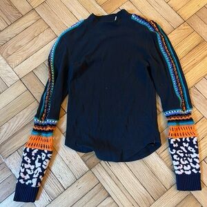 Free People black Textured Knit Top